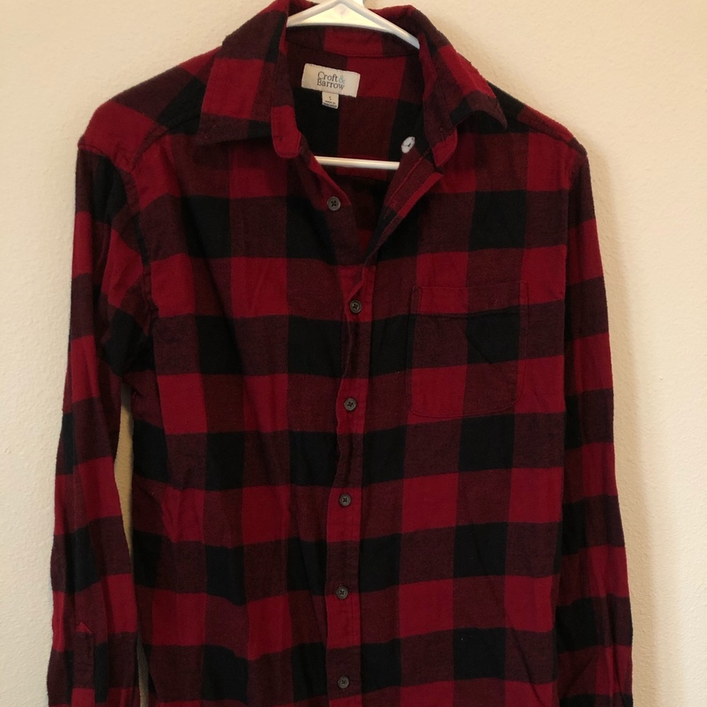 Like New- Croft & Barrow Red Buffalo Check Flannel Men’s Small